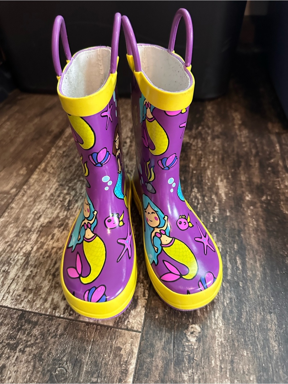 Kids' Purple Mermaid Rain Boots with Yellow Accents